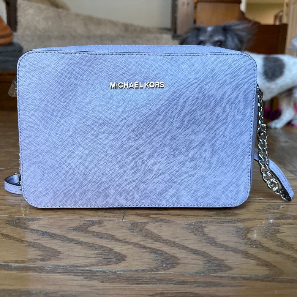 Michael Kors Womens Jet Set EW Crossbody Small Pale Lilac Handbag 32S4STVC3L